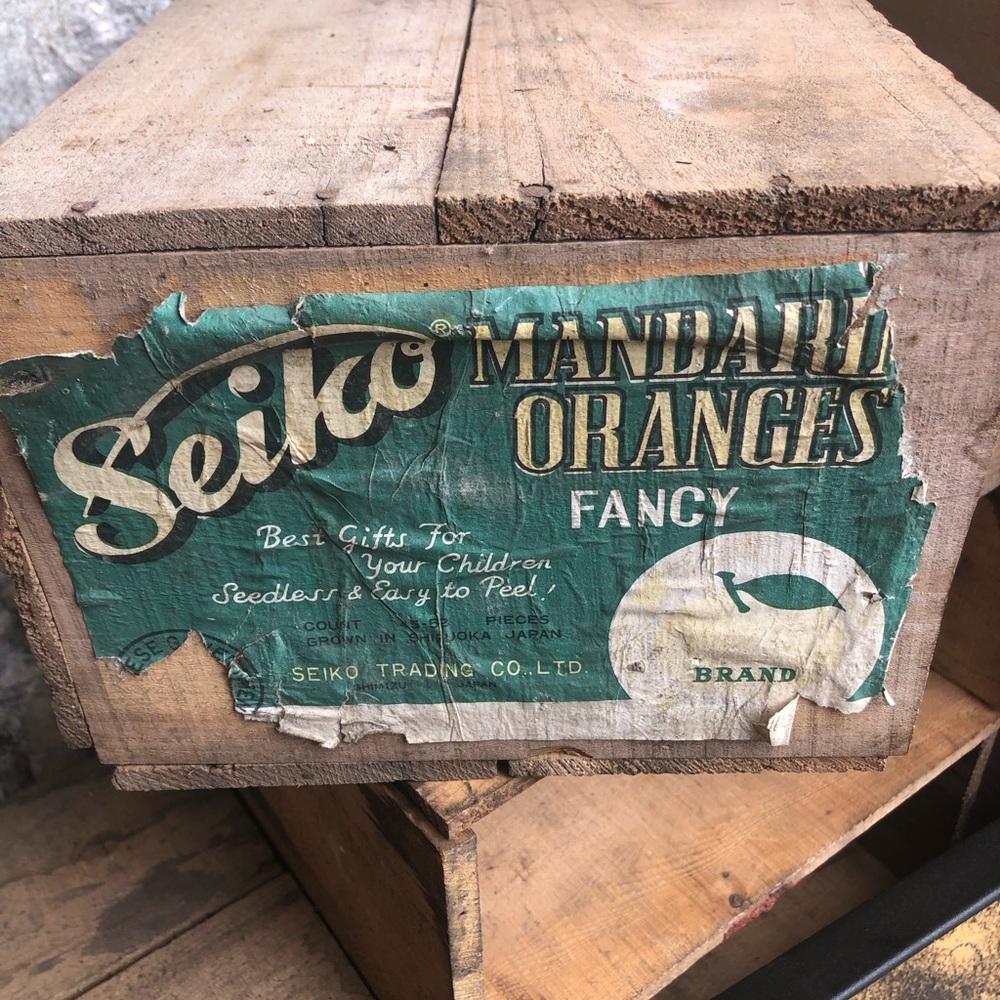 Vintage Seiko mandarin orange shipping crate